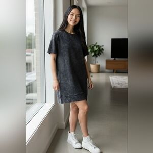 American Eagle Gray Acid Washed sweatshirt Short Sleeve‎ Dress Women's SZ XS